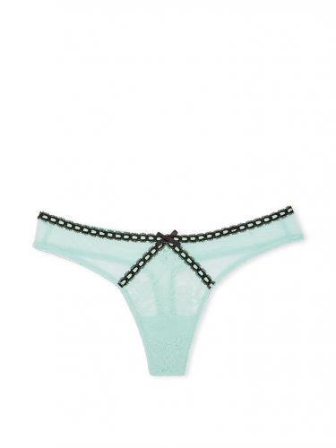 Трусики Heritage Ribbon Slot Thong Panty Opal Blue Victoria's Secret