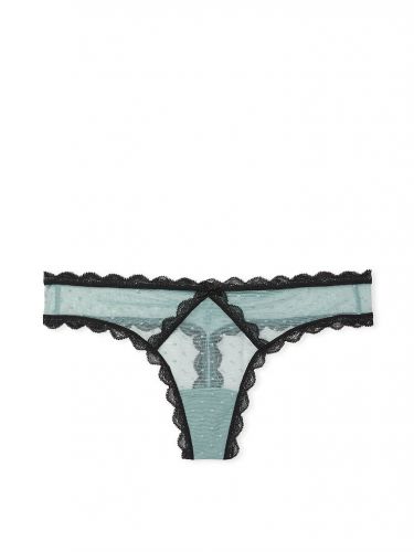 Трусики Swiss Dot Lace Thong Panty Sage Dust Victoria's Secret