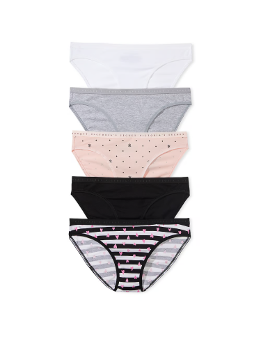 Набір трусиків Victoria's Secret 5-Pack Cotton Stretch Bikini Panties Mix
