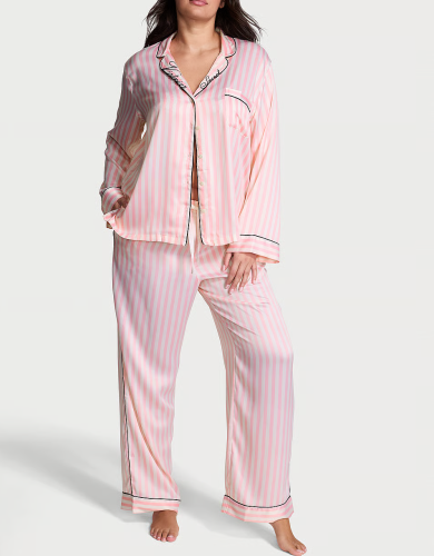 Піжама сатинова Signature Satin Long Pajama Set Stripe