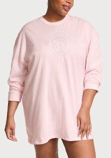 Нічна сорочка Cotton Long-Sleeve Pocket Sleep Tee Angel Pink