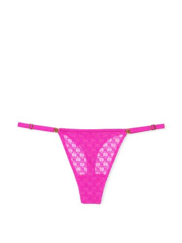 Трусики Icon by Victoria's Secret Lace Thong Panty Фуксія