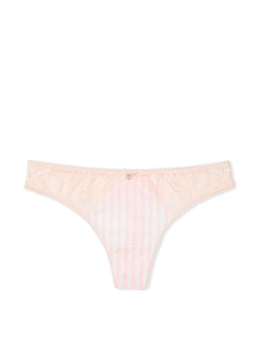 Трусики Smooth Lace Thong Panty Pink Stripe Victoria's Secret