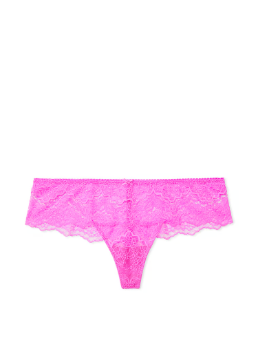 Трусики Victoria's Secret Floral Lace Hipster Thong Panty Berry Pink