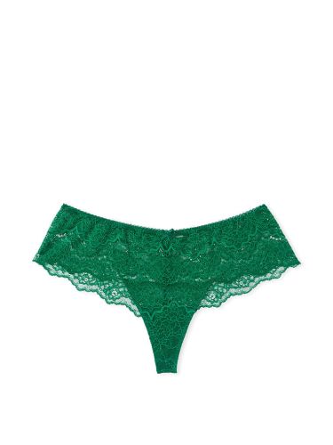 Трусики Victoria's Secret Floral Lace Hipster Thong Panty Spruce Green