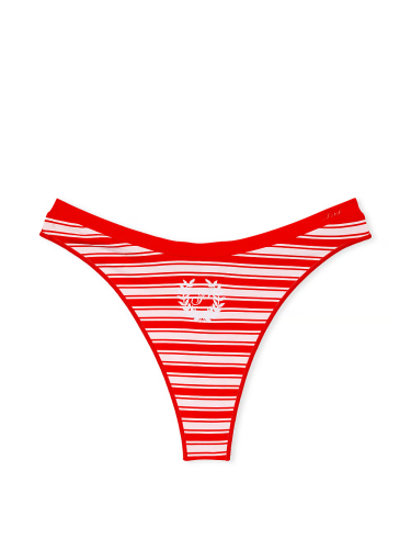 Трусики Seamless High-Leg Thong Panty PINK Red Stripe
