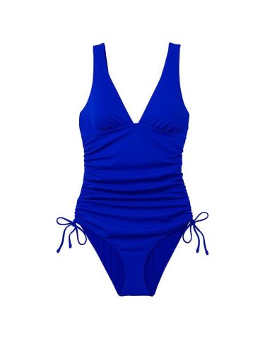 Суцільний купальник Victoria's Secret Swim Ruched Plunge One-Piece Swimsuit Blue Oar