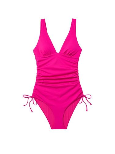 Суцільний купальник Victoria's Secret Swim Ruched Plunge One-Piece Swimsuit Forever Pink