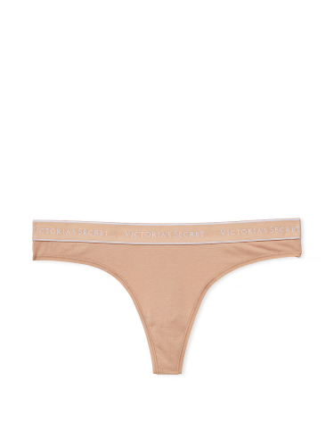 Трусики Victoria's Secret Logo Cotton Thong Panty Pralline