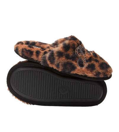 Домашні тапочки Faux-Fur Closed-Toe Slippers Leopard Bling Logo