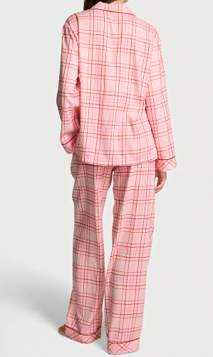 Піжама Flannel Long Pajama Set Red Pink Plaid