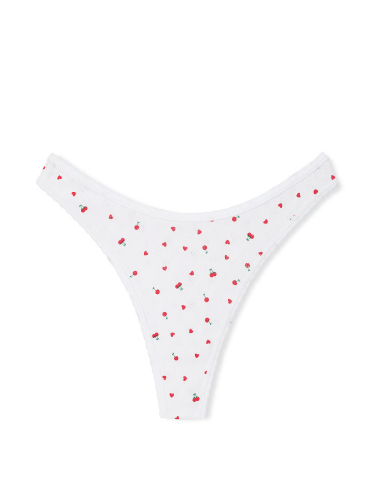 Трусики Cotton Thong Panty White Cherry Heart Print