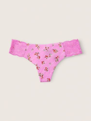 Трусики No-show Thong Floral Logo Victoria's Secret Pink