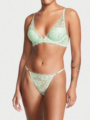 Комплект Lace Half-Pag Plunge Bra & Bikini Panty Misty Jade Victoria's Secret