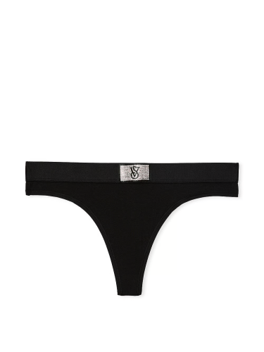 Трусики Logo Cotton Shine Patch Thong Panty Black