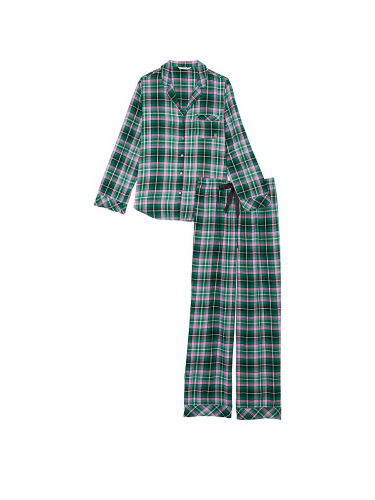 Піжама Flannel Long Pajama Set Green Pop Plaid від Victoria's Secret