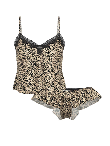 Піжама сатинова Tease Satin Lace Trim Cami Flutter Shorts Set Leo