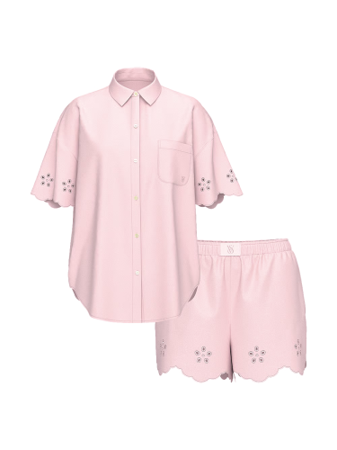 Піжама Modal-Cotton Eyelet Short Pajama Set Pink