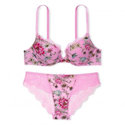 Комплект Floral Embroidery Push-Up Bra Lilac Victoria's Secret