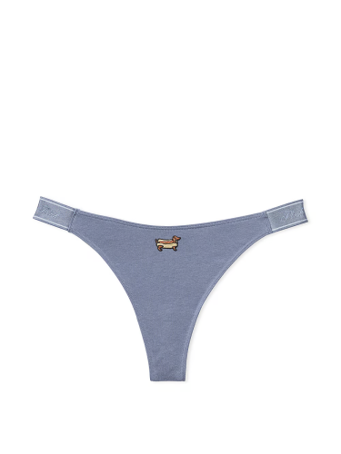 Трусики Logo Cotton High-Leg Thong Panty Dusty Iris Hot Dog Graphic