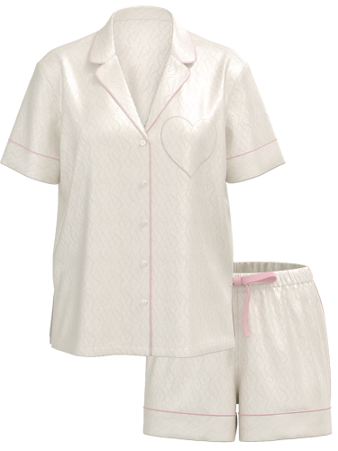 Піжама сатинова Satin Short Pajama Set Coconut White