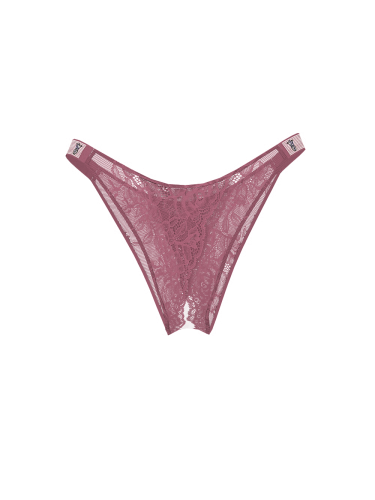 Трусики Sunset Ombré Shine Strap Rose Lace Crotchless Brazilian Panty Purple Vapor