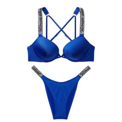 Купальник Victoria's Secret Swim Shine Strap Sexy Tee Add-2-Cups Push-Up Blue Oar