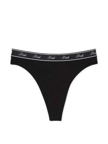 Трусики Pink Logo Cotton Thong Panty Black