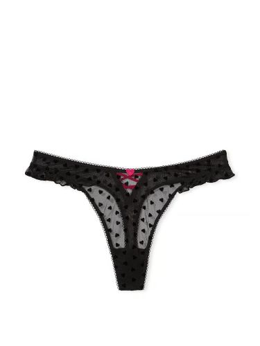 Трусики Tease High-Leg Scoop Thong Panty Black Hearts