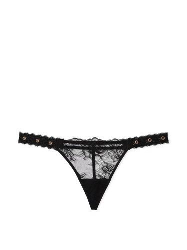 Трусики Very Sexy Rose Lace & Grommet V-String Panty Black