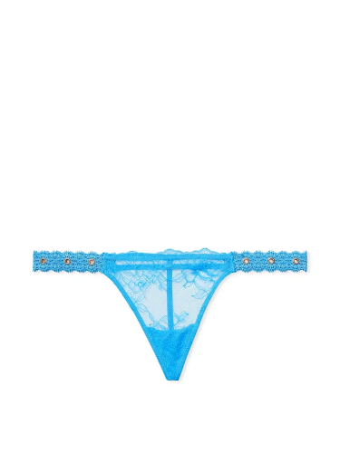 Трусики Very Sexy Rose Lace & Grommet V-String Panty Shoking Blue