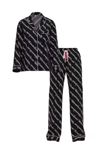 Піжама Flannel Long Pajama Set Black Ribbon Script