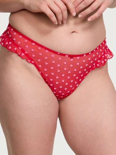 Трусики Tease High-Leg Scoop Thong Panty Bright Vermillion Hearts