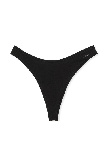 Трусики Cotton High-Leg Thong Panty Black