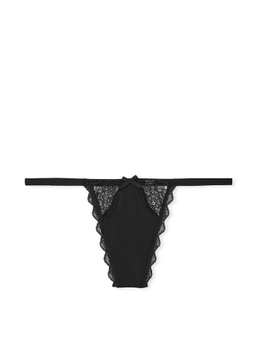 Трусики Dream Angels Lace-Trim V-String Panty Black Victoria's Secret