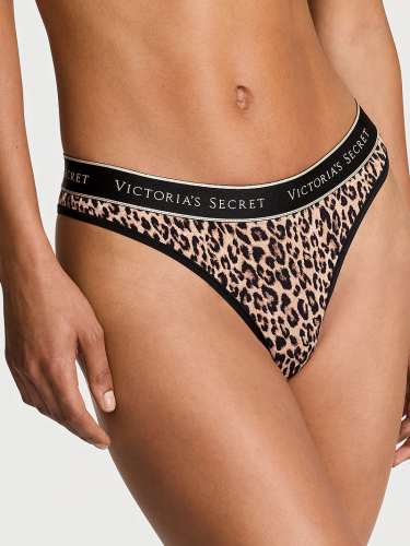 Трусики Logo Cotton Thong Panty Natural Leopard