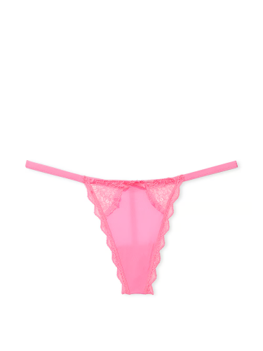 Трусики Dream Angels Lace-Trim V-String Panty Tickled Pink Victoria's Secret