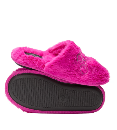 Домашні тапочки Faux-Fur Closed-Toe Slippers Pink Fire Bling Logo