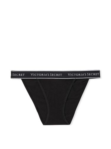 Трусики Victoria's Secret Logo Cotton Tanga Panty Black