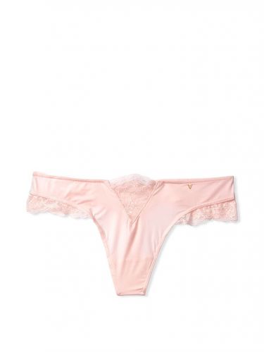 Трусики Micro Lace Inset Thong Panty Purest Pink Victoria's Secret