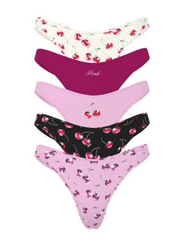 Набір трусиків 5-Pack Logo Cotton Thong Panties Cherries