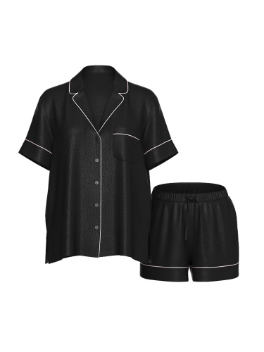 Піжама сатинова Signature Satin Short Pajama Set Black