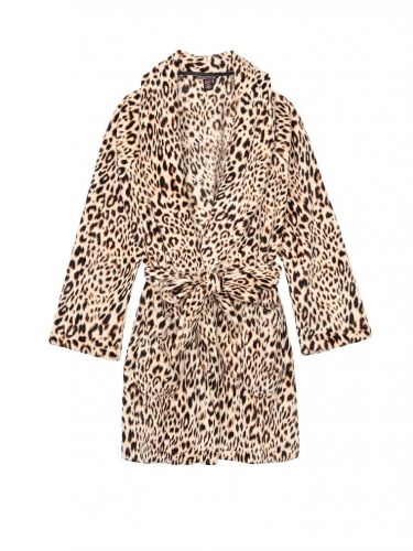 Плюшевий халат Short Cozy Robe Leopard від Victoria's Secret XS/S
