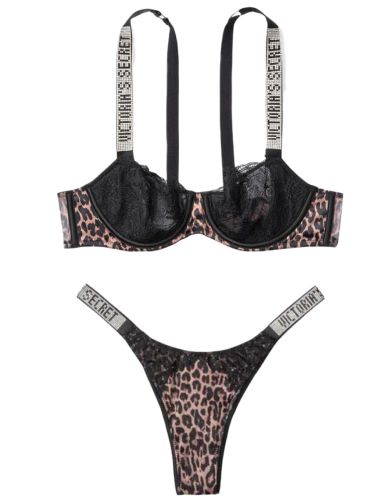 Комплект Wicked Unlined Shine Strap Leopard & Brazilian Panty від Victoria's Secret