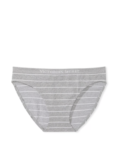 Трусики Victoria's Secret Seamless Bikini Panty Heather Grey Stripes