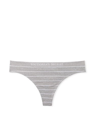 Трусики Victoria's Secret Seamless Thong Panty Heather Grey Stripes
