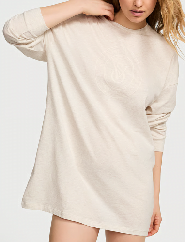 Нічна сорочка Cotton Long-Sleeve Pocket Sleep Tee Natural Heather