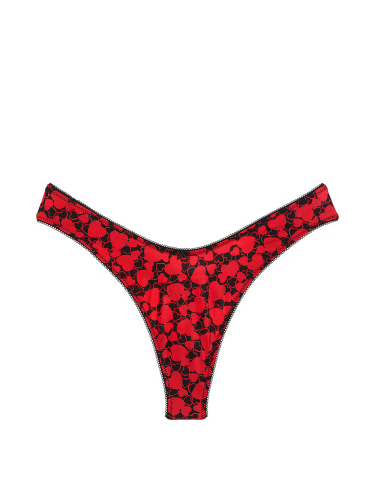 Трусики Very Sexy Smooth Micro High-Leg Thong Panty Black & Red Hearts