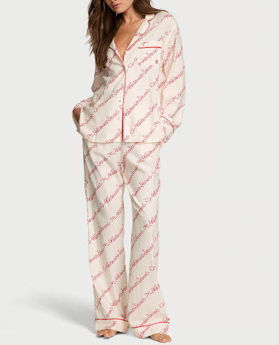 Піжама Flannel Short Pajama Set Coconut White Candy Cane Vs Script
