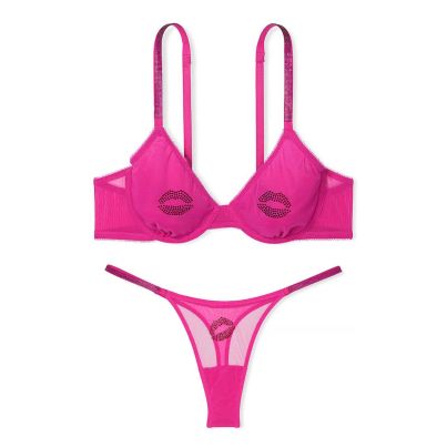 Комплект Sheer Shine Motif Unlined Low-Cut Demi Bra Fucshia Frenzy
